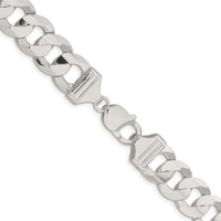 Sterling Silver 14.0mm Concave Beveled Curb Chain - 22 Inches, Polished Finish by Lumare Gioia