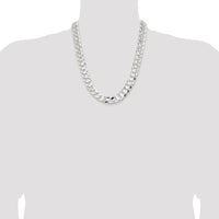 Sterling Silver 14.0mm Concave Beveled Curb Chain - 22 Inches, Polished Finish by Lumare Gioia