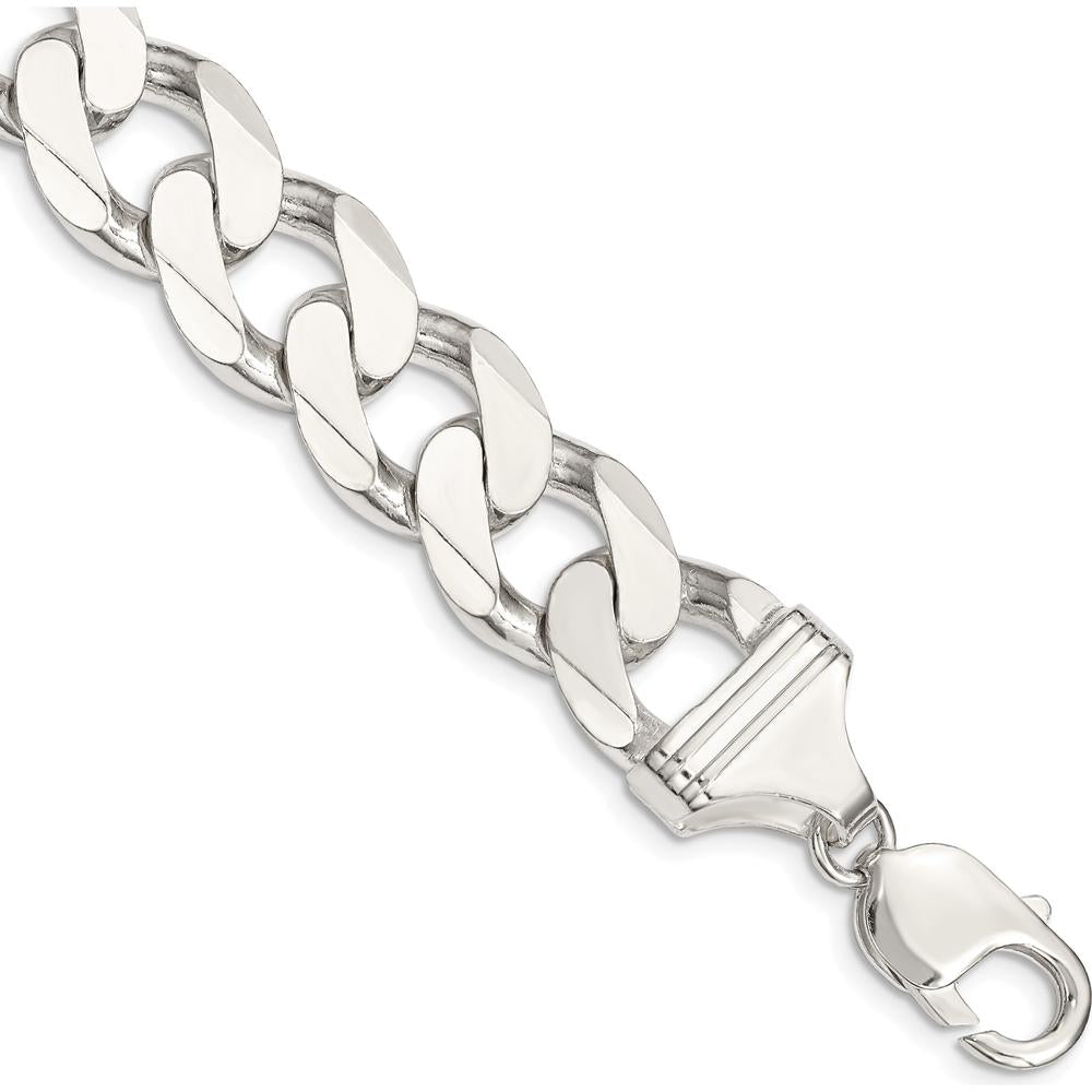 Sterling Silver 14.5mm Curb Chain Bracelet with Polished Finish - 8 Inches by Lumare Gioia