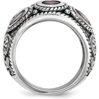Sterling Silver 14K Gold Domed Ring with Rhodolite Garnet & Pink Tourmaline - 2.77 Carat Total Gemstone Weight by Lumare Gioia