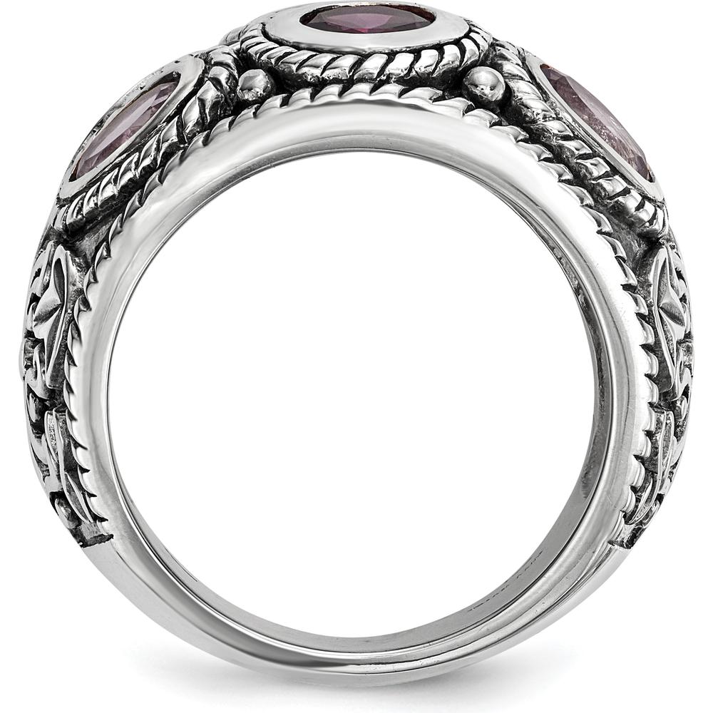 Sterling Silver 14K Gold Domed Ring with Rhodolite Garnet & Pink Tourmaline - 2.77 Carat Total Gemstone Weight by Lumare Gioia