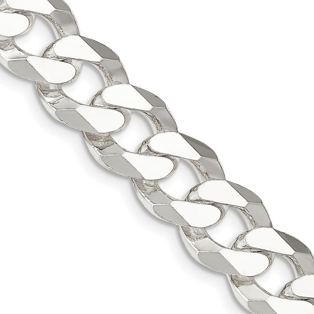 Sterling Silver 14mm Beveled Curb Chain Necklace - 20 inches by Lumare Gioia