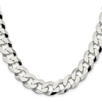 Sterling Silver 14mm Beveled Curb Chain Necklace - 20 inches by Lumare Gioia