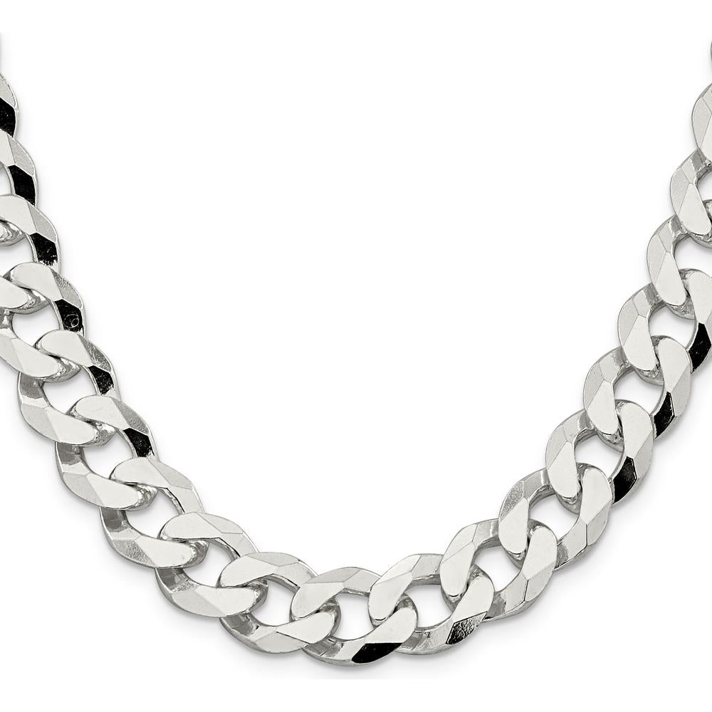 Sterling Silver 14mm Beveled Curb Chain Necklace - 20 inches by Lumare Gioia