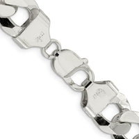 Sterling Silver 14mm Beveled Curb Chain Necklace - 20 inches by Lumare Gioia