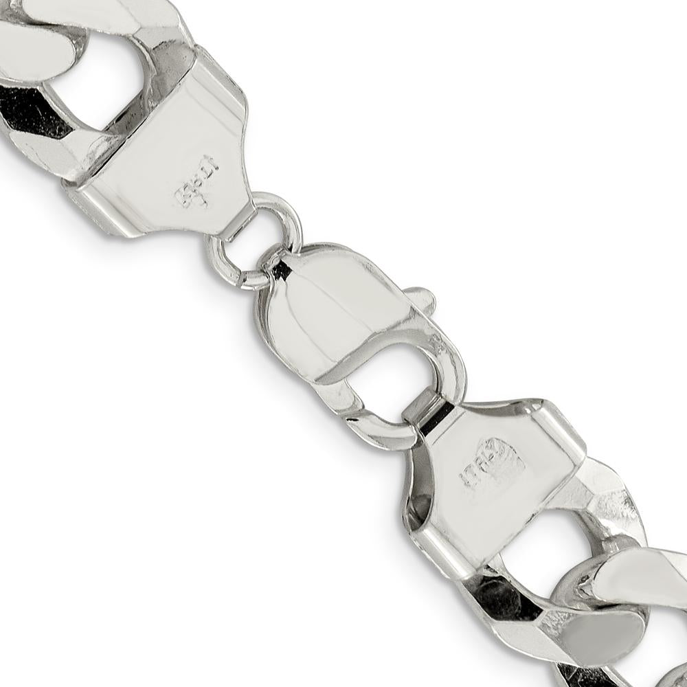 Sterling Silver 14mm Beveled Curb Chain Necklace - 20 inches by Lumare Gioia