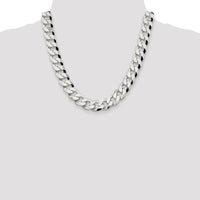 Sterling Silver 14mm Beveled Curb Chain Necklace - 20 inches by Lumare Gioia