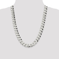 Sterling Silver 14mm Beveled Curb Chain Necklace - 24 Inches by Lumare Gioia