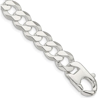 Sterling Silver 14mm Flat Curb Chain Bracelet with Polished Finish - 9" Length by Lumare Gioia
