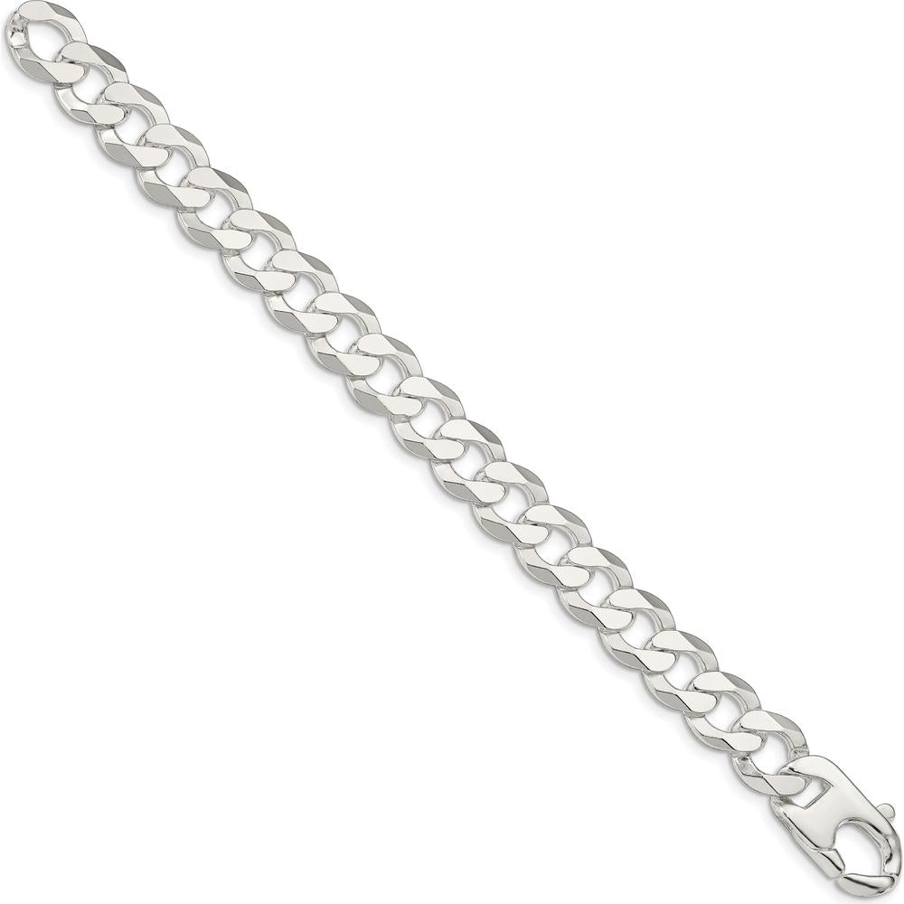 Sterling Silver 14mm Flat Curb Chain Bracelet with Polished Finish - 9" Length by Lumare Gioia