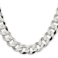 Sterling Silver 14mm Flat Curb Chain Necklace - 24 inches by Lumare Gioia