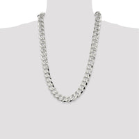 Sterling Silver 14mm Flat Curb Chain Necklace - 26 Inches by Lumare Gioia