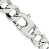 Sterling Silver 14mm Flat Curb Chain - Polished Finish, 20" Length by Lumare Gioia