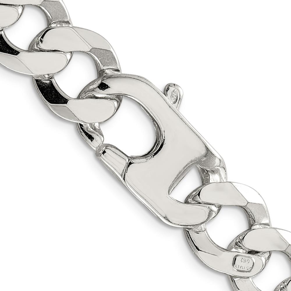 Sterling Silver 14mm Flat Curb Chain - Polished Finish, 20" Length by Lumare Gioia