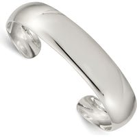 Sterling Silver 14mm Polished Cuff Bangle - Engravable Women's Bracelet by Lumare Gioia