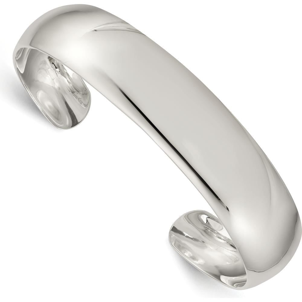 Sterling Silver 14mm Polished Cuff Bangle - Engravable Women's Bracelet by Lumare Gioia