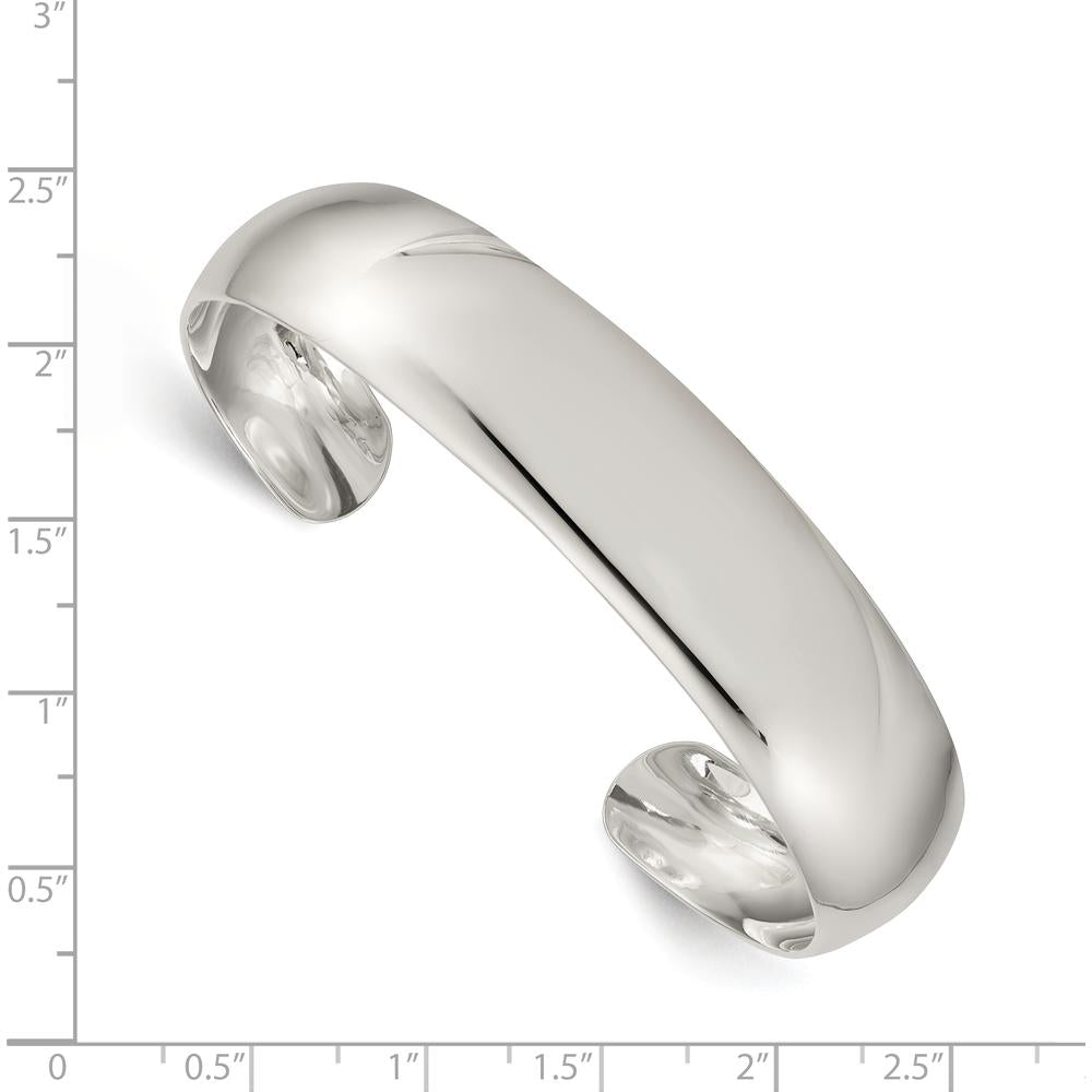 Sterling Silver 14mm Polished Cuff Bangle - Engravable Women's Bracelet by Lumare Gioia