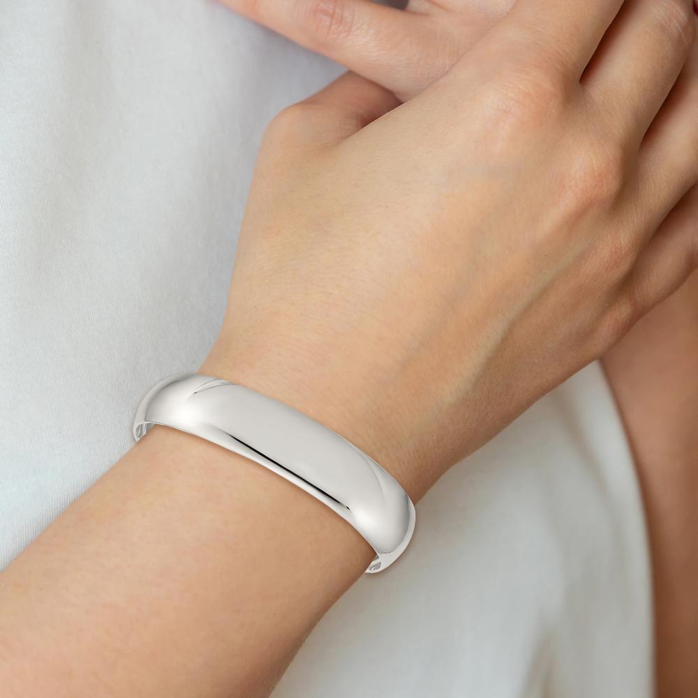 Sterling Silver 14mm Polished Cuff Bangle - Engravable Women's Bracelet by Lumare Gioia