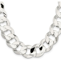Sterling Silver 15.75mm Concave Beveled Curb Chain Necklace - 24 Inches by Lumare Gioia