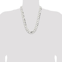 Sterling Silver 15.75mm Concave Beveled Curb Chain Necklace - 24 Inches by Lumare Gioia