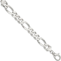 Sterling Silver 15mm Figaro Chain Bracelet with Lobster Clasp - 8 inches by Lumare Gioia