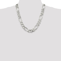 Sterling Silver 15mm Figaro Chain Necklace with Lobster Clasp - 22 inches by Lumare Gioia