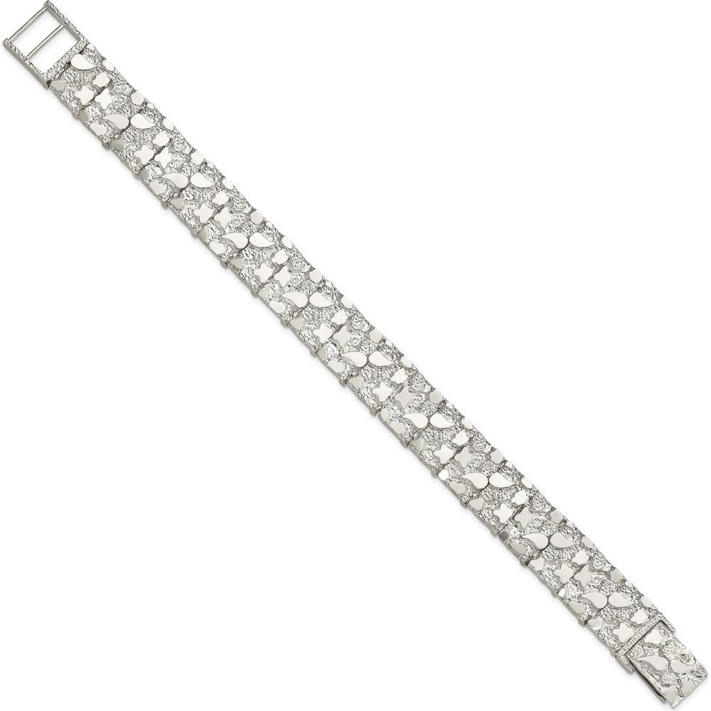 Sterling Silver 15mm Nugget Link Bracelet with Polished Finish by Lumare Gioia