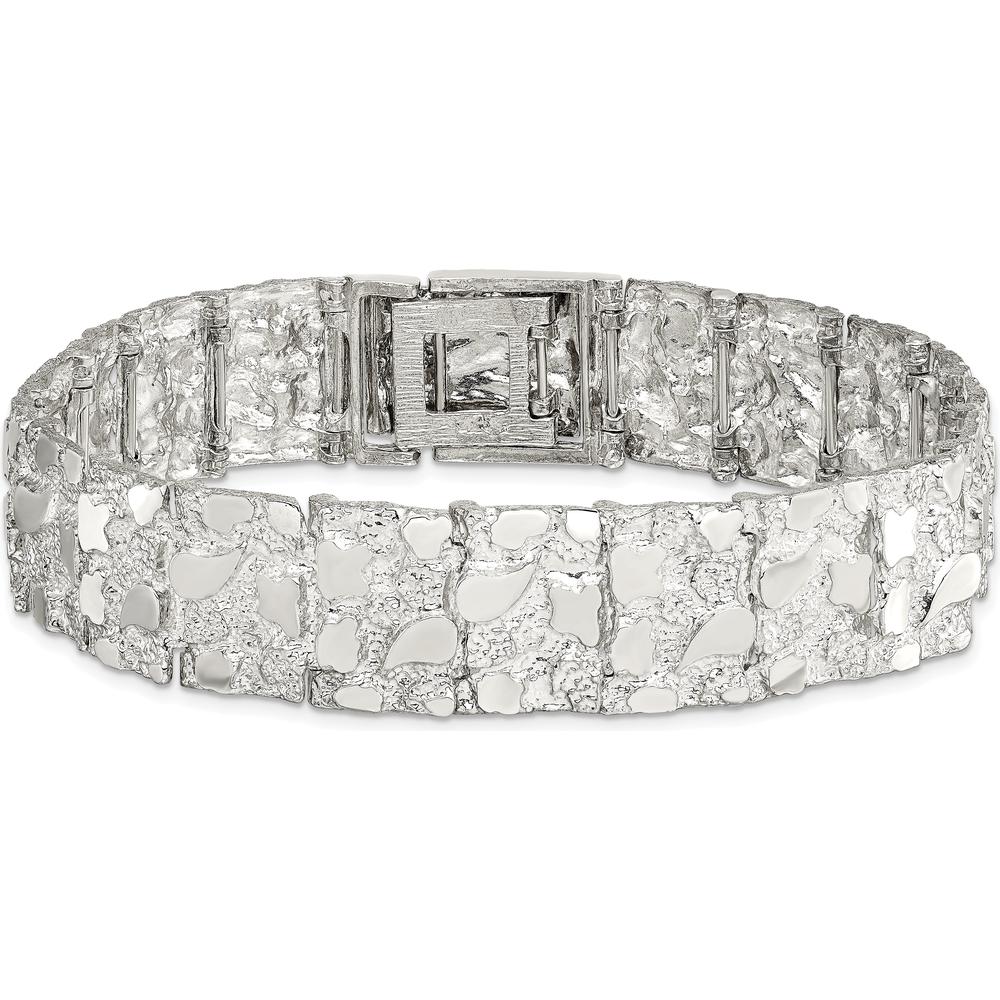 Sterling Silver 15mm Nugget Link Bracelet with Polished Finish by Lumare Gioia