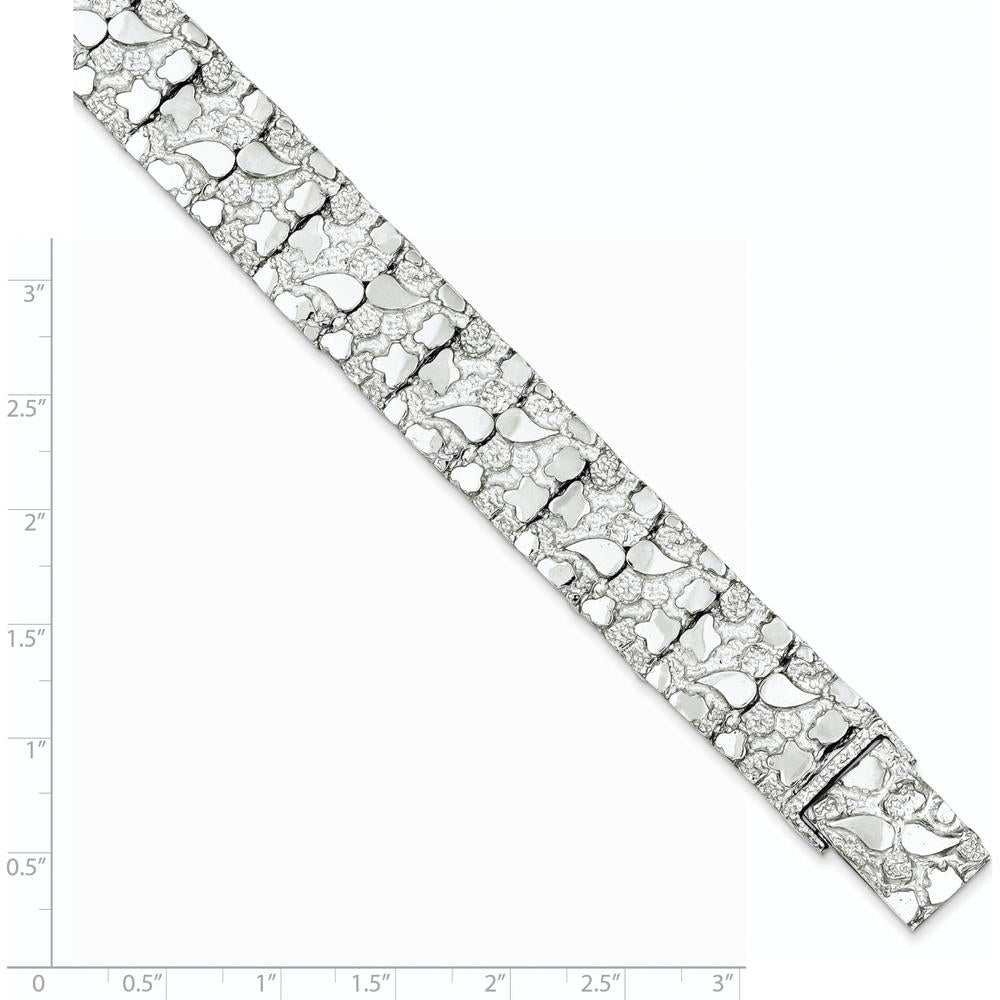 Sterling Silver 15mm Nugget Link Bracelet with Polished Finish by Lumare Gioia