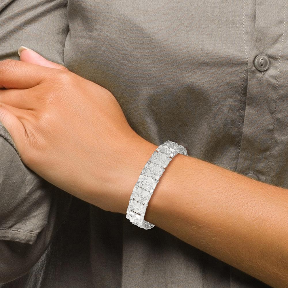 Sterling Silver 15mm Nugget Link Bracelet with Polished Finish by Lumare Gioia