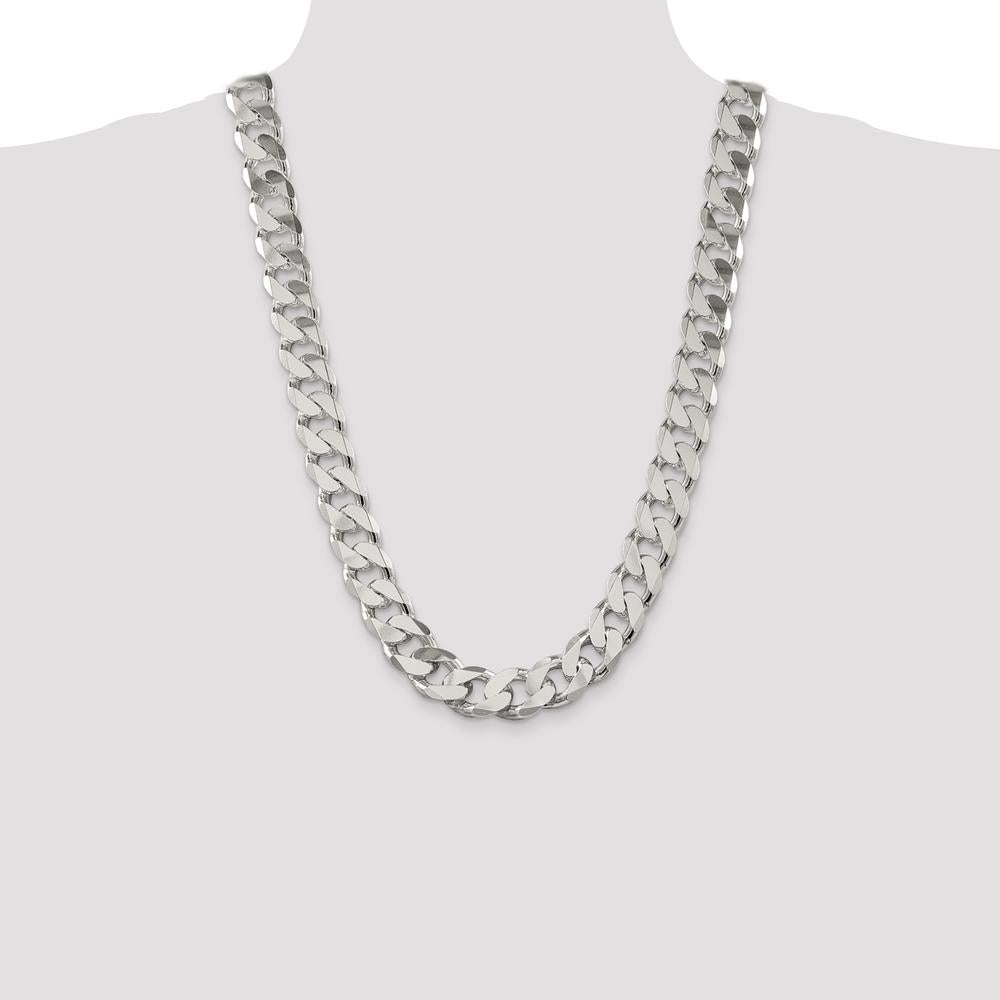Sterling Silver 16.25mm Curb Chain Necklace - 26 Inches by Lumare Gioia
