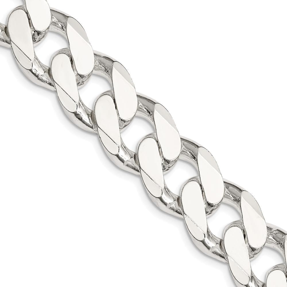 Sterling Silver 16.25mm Curb Chain with Polished Finish - 20" Length by Lumare Gioia