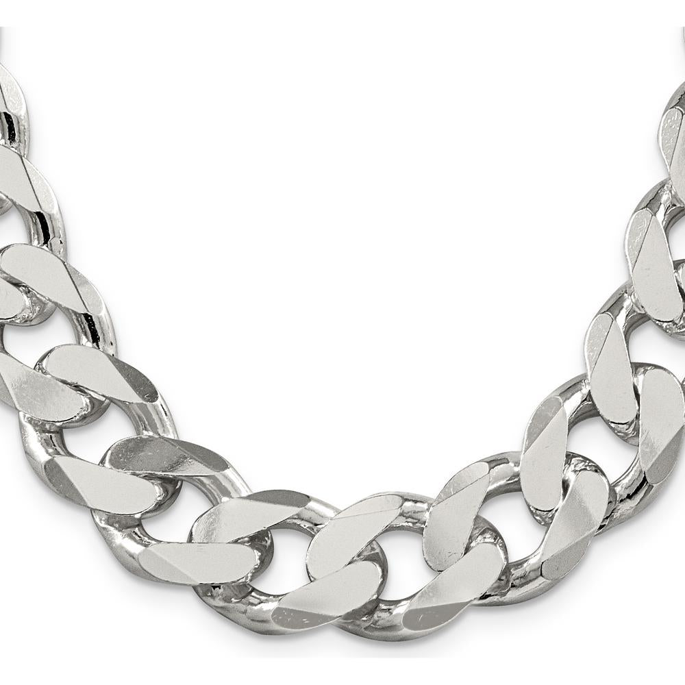 Sterling Silver 16.25mm Curb Chain with Polished Finish - 20" Length by Lumare Gioia