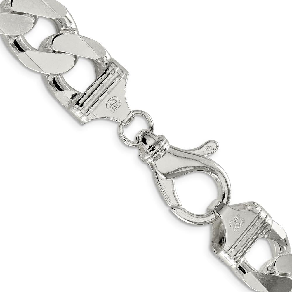 Sterling Silver 16.25mm Curb Chain with Polished Finish - 20" Length by Lumare Gioia