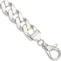 Sterling Silver 16.25mm Polished Curb Chain Bracelet with Lobster Clasp - 8 Inch Length by Lumare Gioia