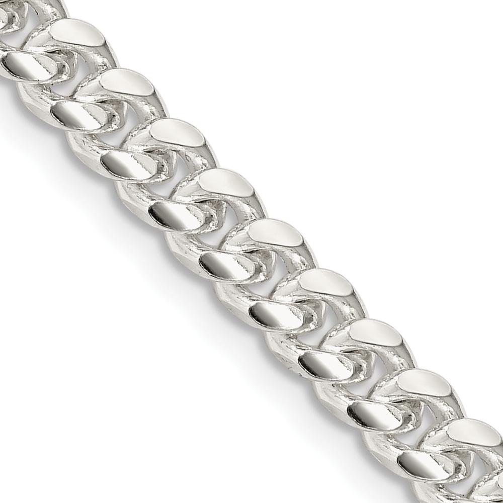 Sterling Silver 16" 5mm Domed Curb Chain Necklace with Side Diamond-Cut Detail by Lumare Gioia