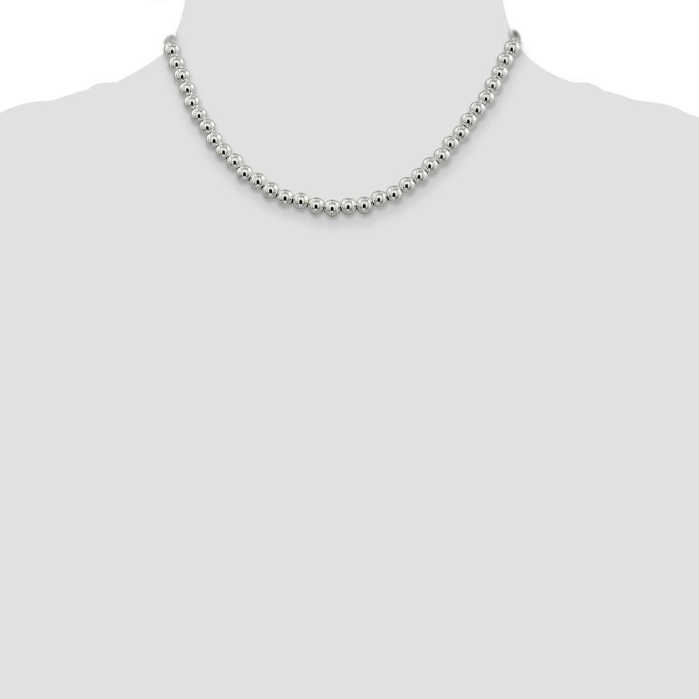 Sterling Silver 16" Beaded Box Chain Necklace - 6.1mm Beads by Lumare Gioia