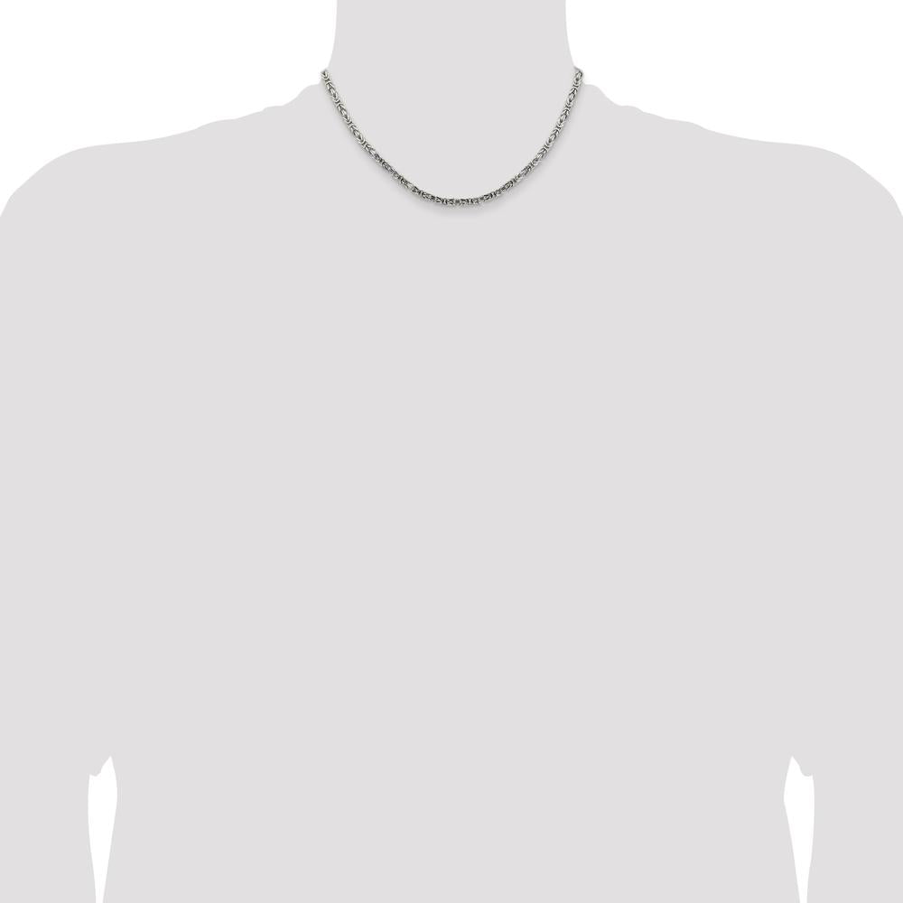 Sterling Silver 16" Byzantine Chain Necklace - 3.25mm Width by Lumare Gioia
