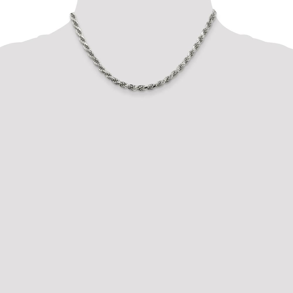 Sterling Silver 16" Diamond-Cut Rope Chain Necklace - 4.75mm Width by Lumare Gioia