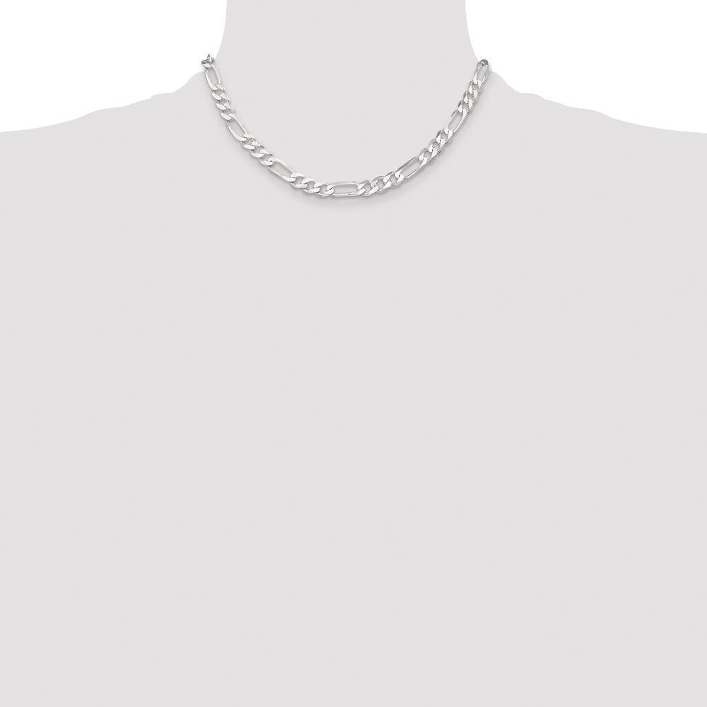 Sterling Silver 16" Figaro Chain Necklace - 7.5mm Links by Lumare Gioia