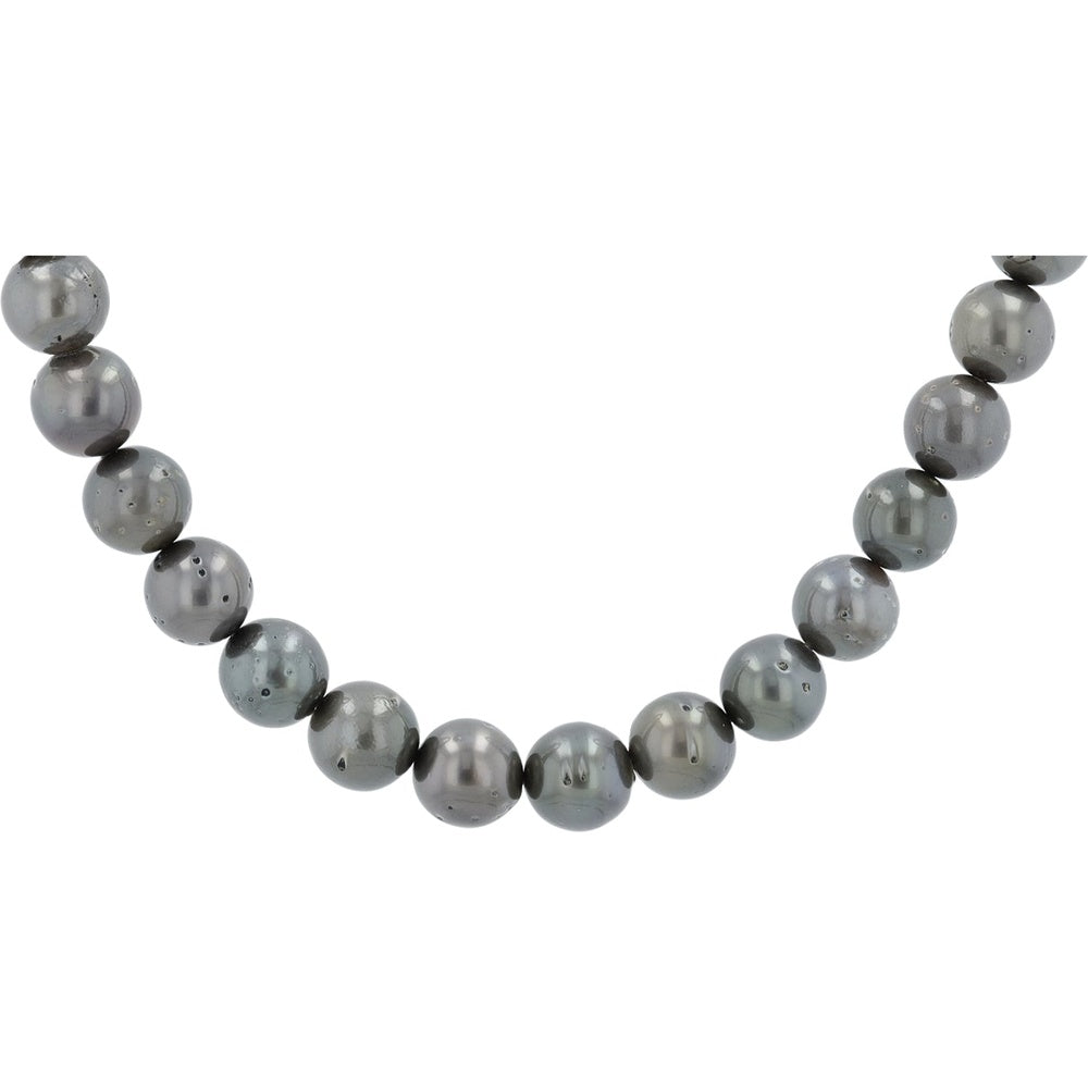 Sterling Silver 16-Inch Tahitian Pearl Necklace with 9.4-11mm Gray Cultured Pearls