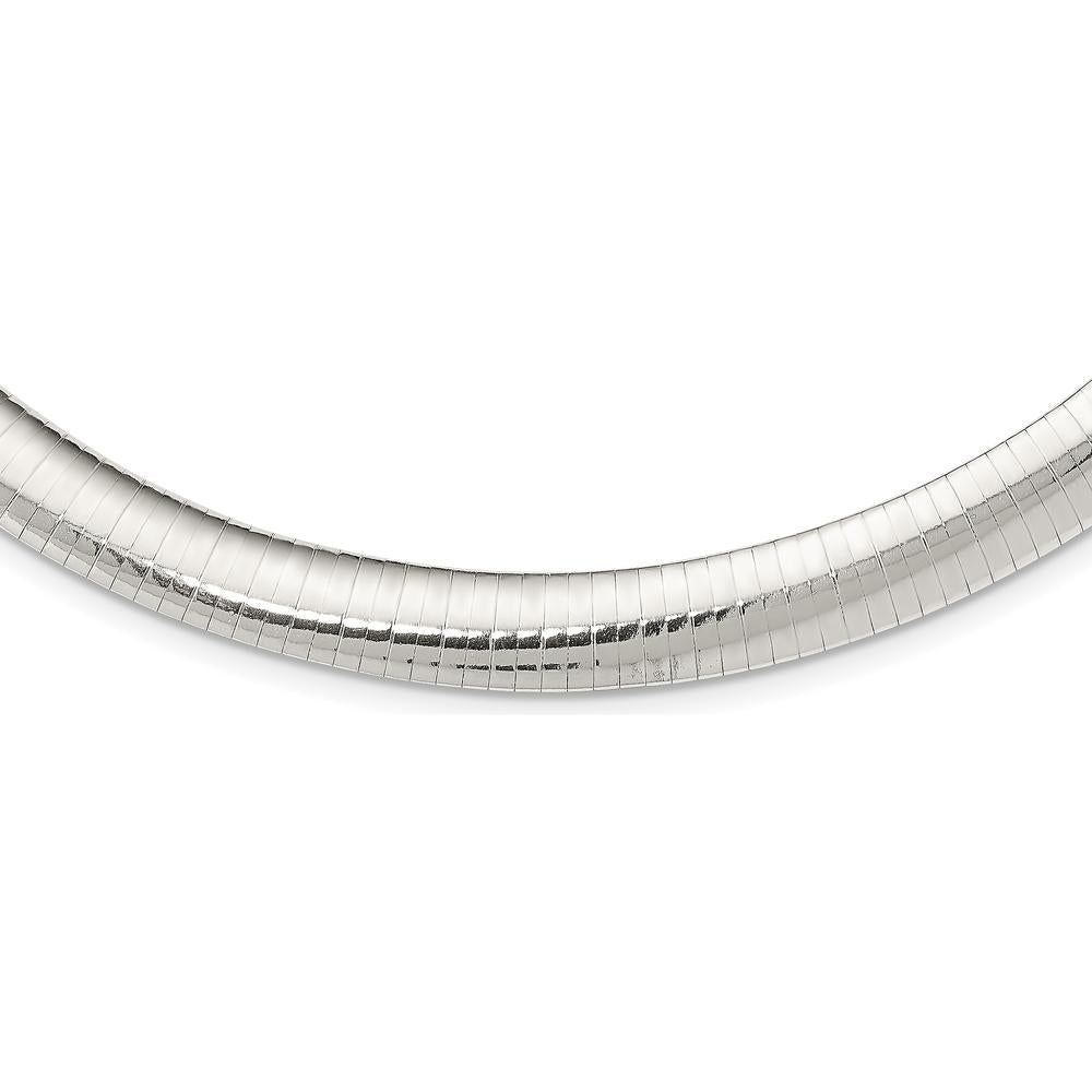 Sterling Silver 16" Omega Chain Necklace with Polished 10mm Cubetto Links by Lumare Gioia