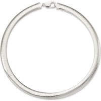 Sterling Silver 16" Omega Chain Necklace with Polished 10mm Cubetto Links by Lumare Gioia