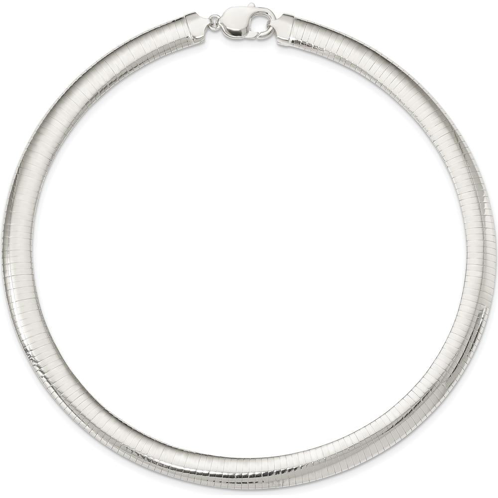 Sterling Silver 16" Omega Chain Necklace with Polished 10mm Cubetto Links by Lumare Gioia