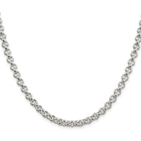 Sterling Silver 16" Rolo Chain Necklace with Rhodium Plating - 5mm Links by Lumare Gioia