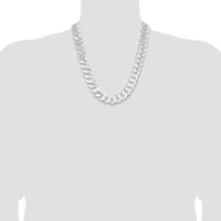 Sterling Silver 16mm Flat Curb Chain Necklace - 22 Inches, Polished Finish with Lobster Clasp by Lumare Gioia