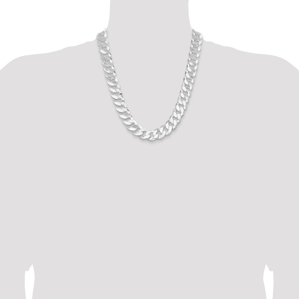 Sterling Silver 16mm Flat Curb Chain Necklace - 22 Inches, Polished Finish with Lobster Clasp by Lumare Gioia