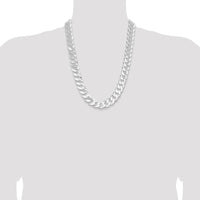 Sterling Silver 16mm Flat Curb Chain Necklace - Polished Finish, 24" Length by Lumare Gioia