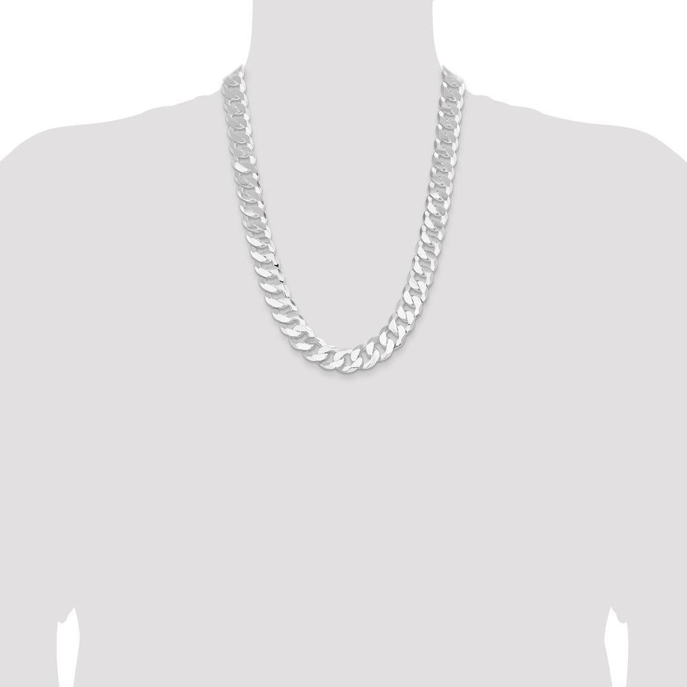Sterling Silver 16mm Flat Curb Chain Necklace - Polished Finish, 24" Length by Lumare Gioia