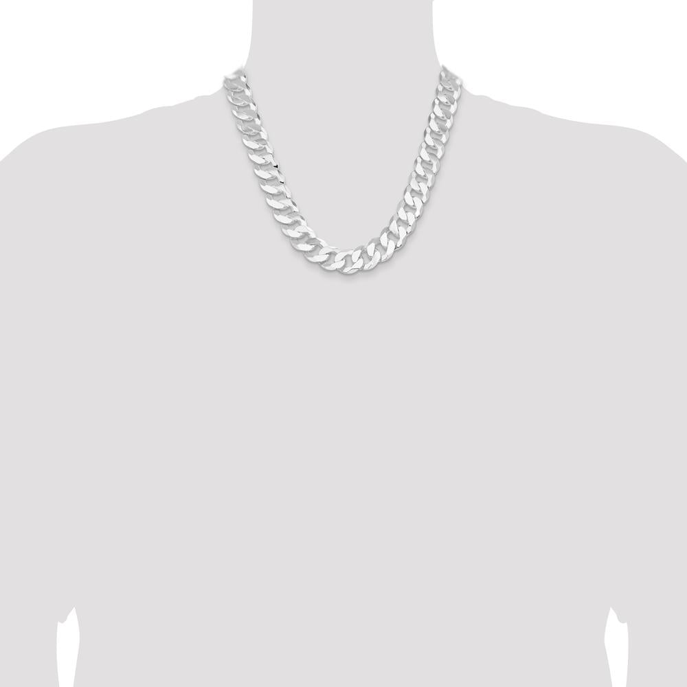 Sterling Silver 16mm Flat Curb Chain Necklace with Lobster Clasp - 20 Inches by Lumare Gioia